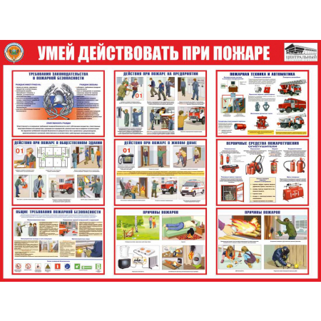 Стенд информационный Умей действовать при пожаре (для кабинета)